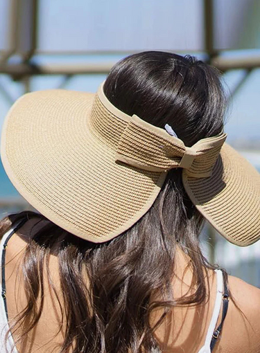 Women’s Roll Up Foldable Wide Brim Sun Visor Straw Hat